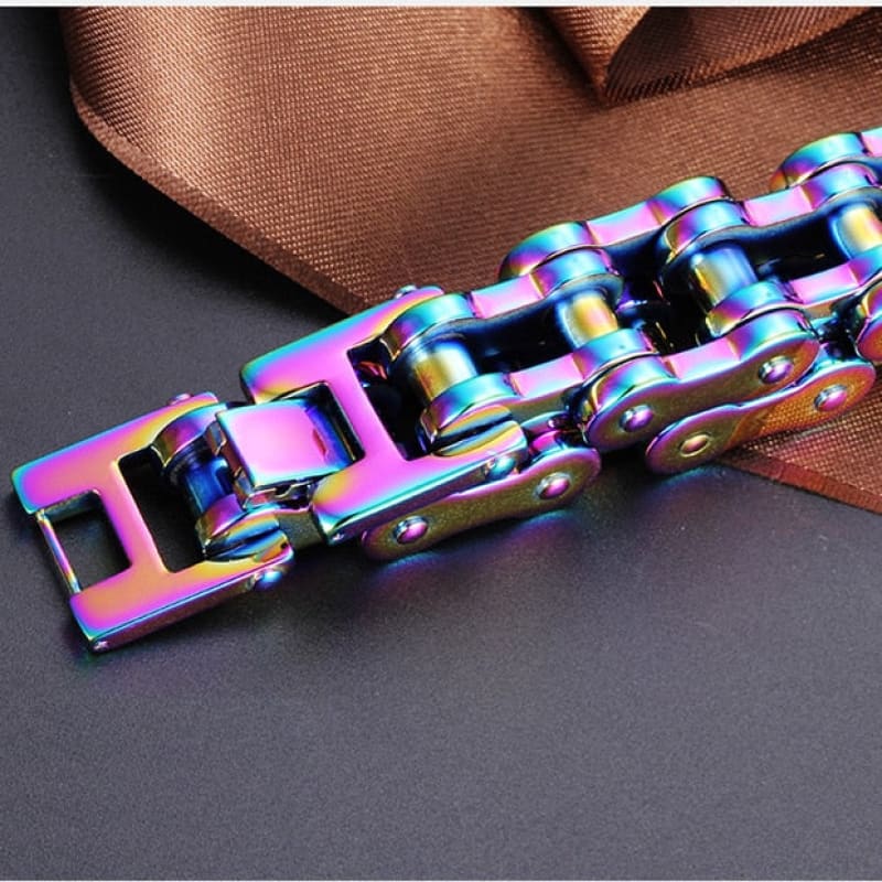 Bracelet chaine de moto arc en ciel