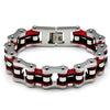 Bracelet Chaîne de Moto Argent et Rouge en Acier