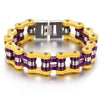 Bracelet Chaîne de Moto Jaune et Violet en Acier