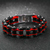 Bracelet Chaîne de Moto Rouge et Noir en Acier