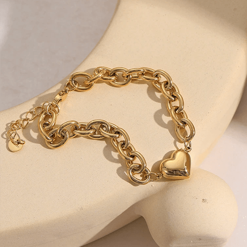 Bracelet chaine maillons avec coeur