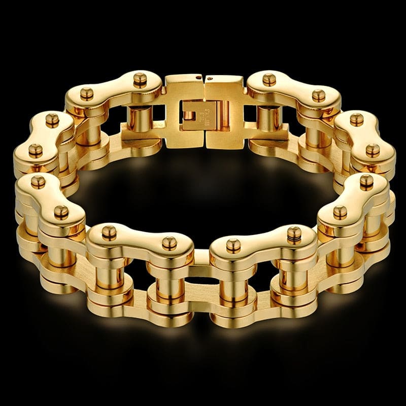 Bracelet chaine moto or