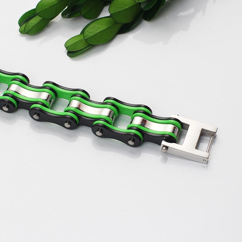 Bracelet chaine moto vert