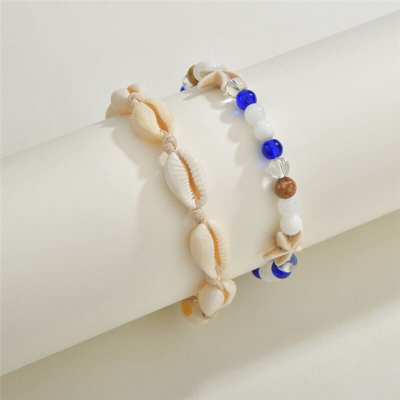Bracelet cheville femme coquillage