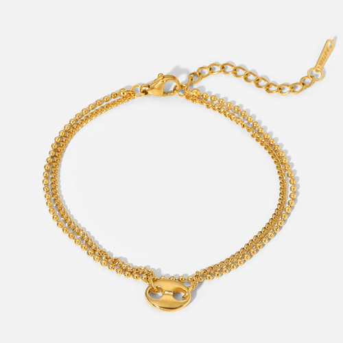 Bracelet graine de café acier inoxydable doré