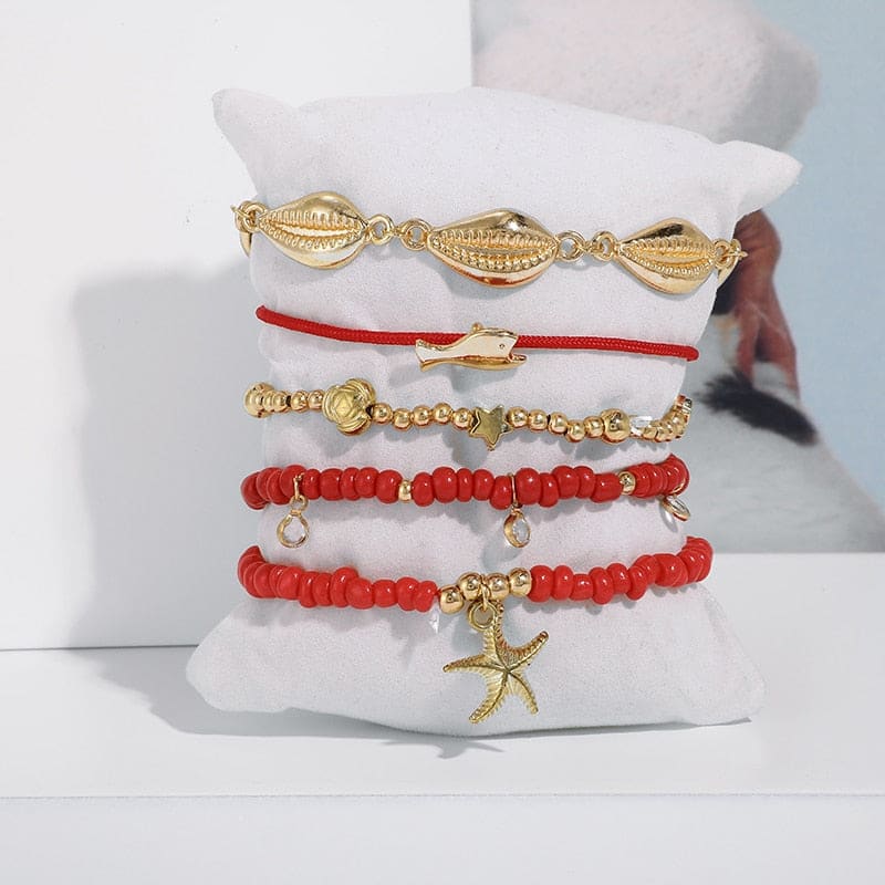 Chaine de cheville coquillage or