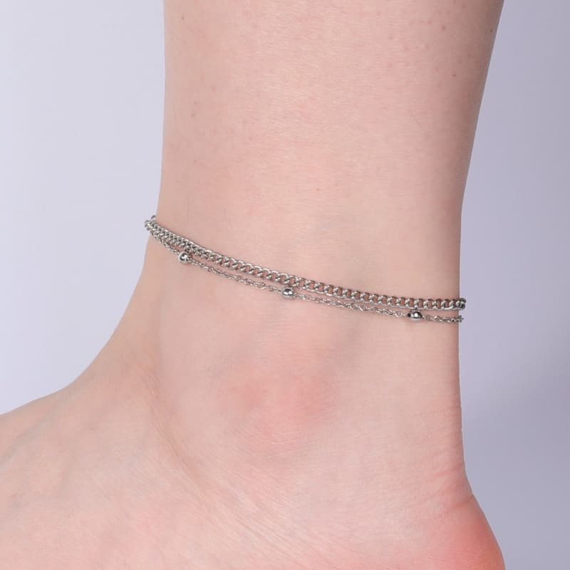 Chaine de cheville double argent