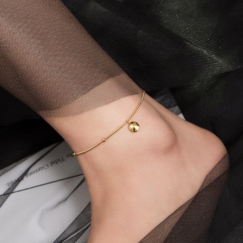 Chaine de cheville or avec boules