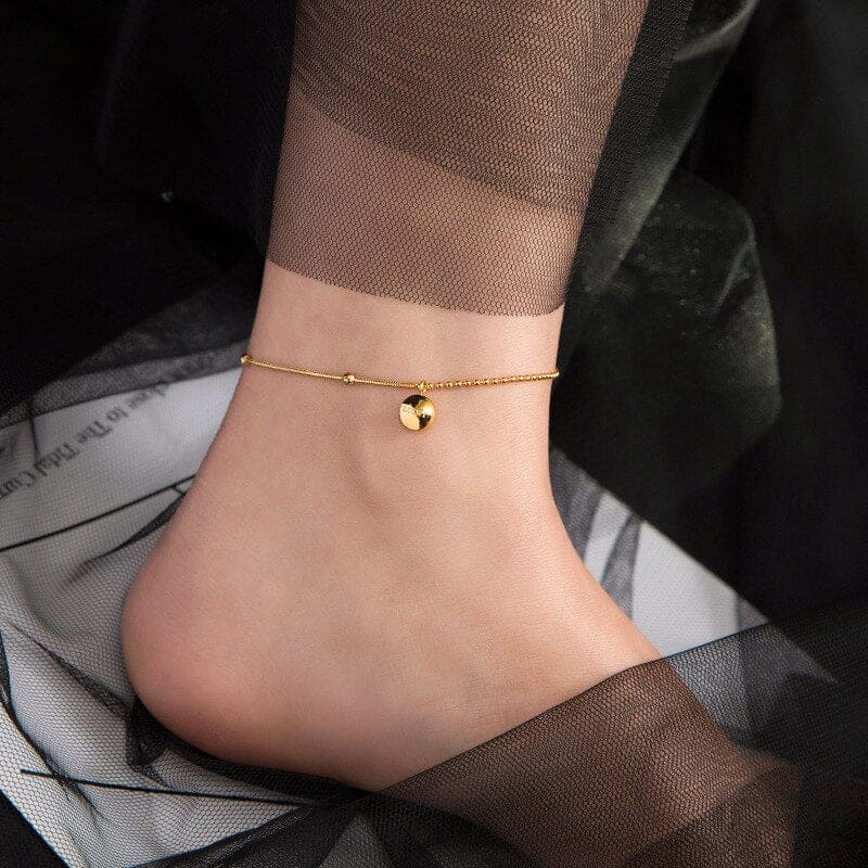 Chaine de cheville or avec boules