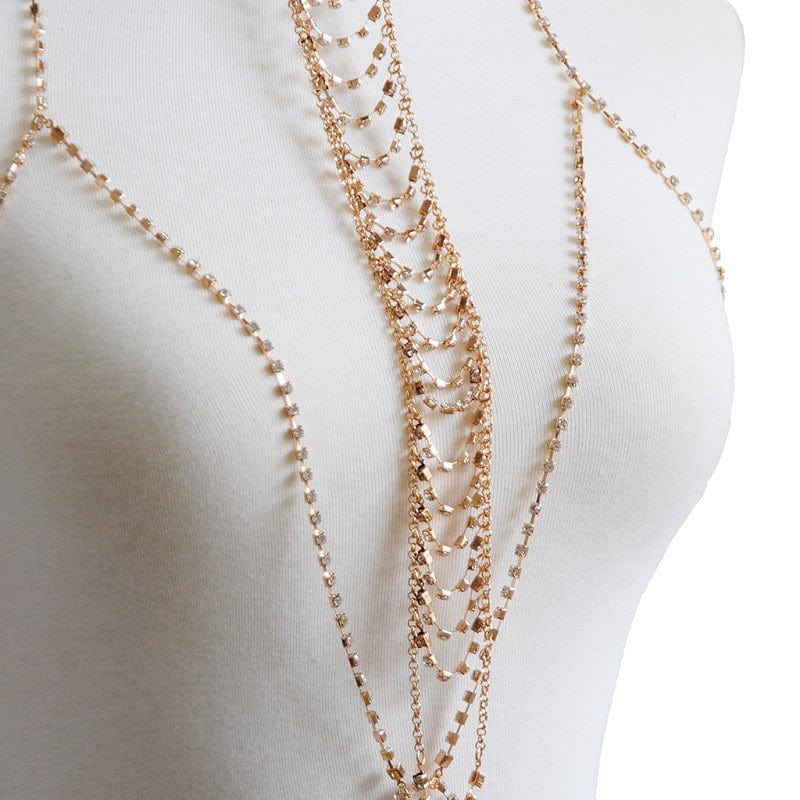 Chaine de corps et de poitrine en maille et cristal - June