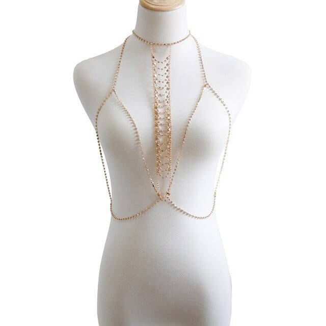 Chaine de corps et de poitrine en maille et cristal - June
