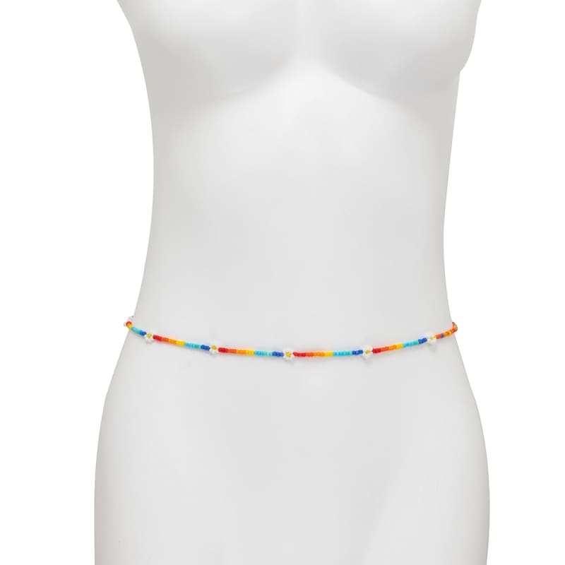 Chaine de taille arc-en-ciel avec marguerite