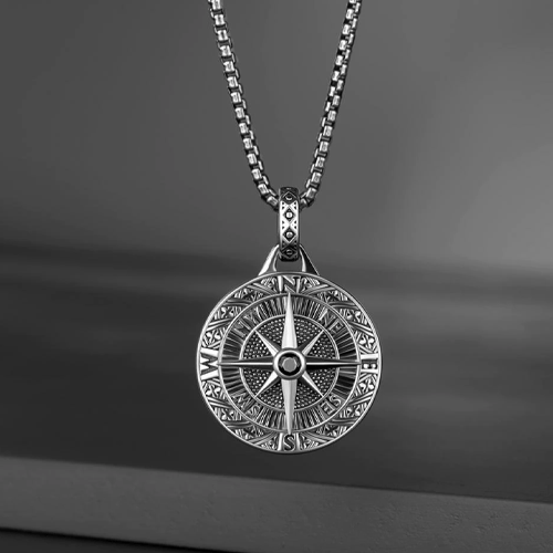 Collier boussole homme