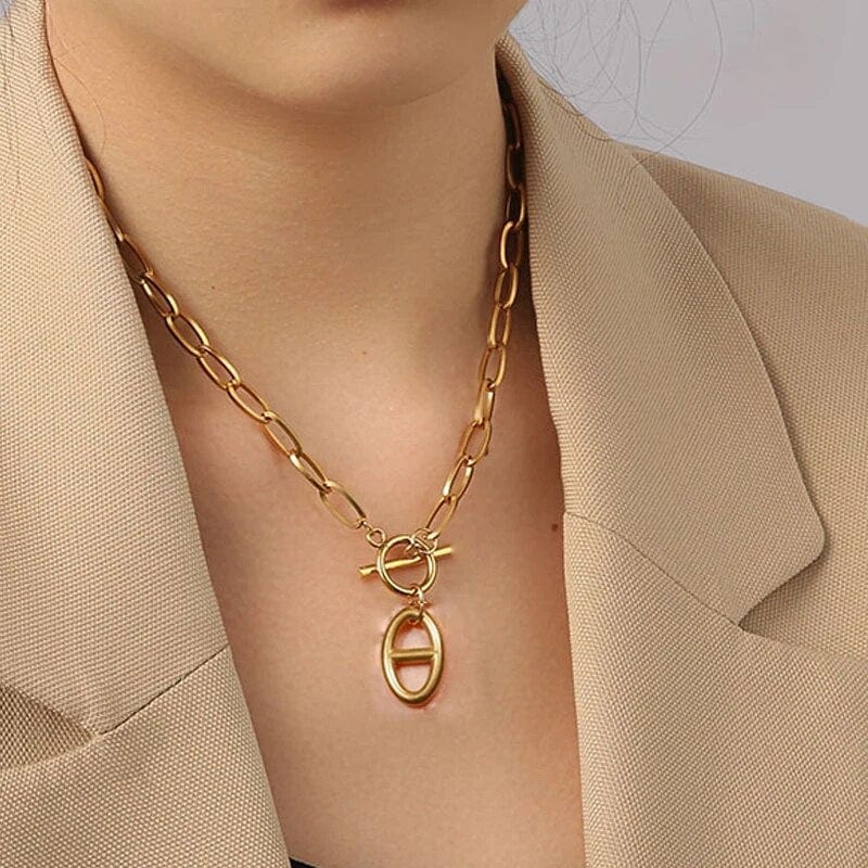 Collier chaine grain de café fermoir t