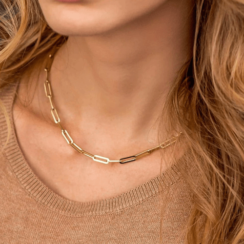 Collier maille trombone or