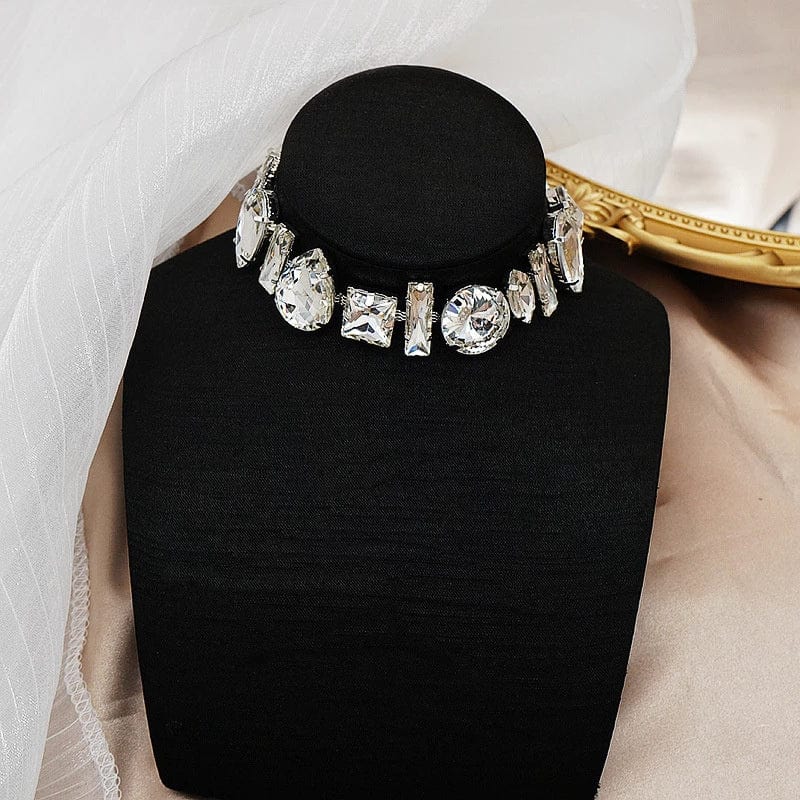 Collier ras de cou argent diamant