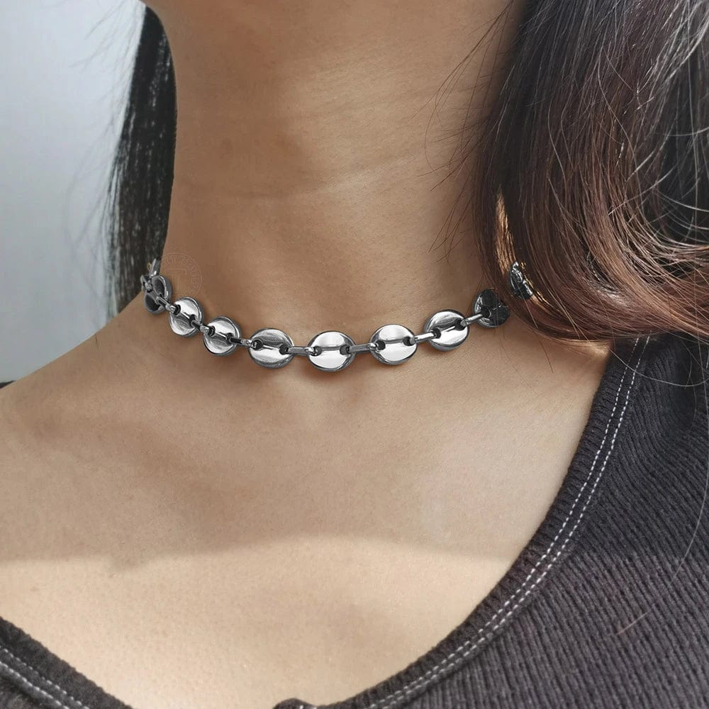 Collier ras de cou grain de cafe fin