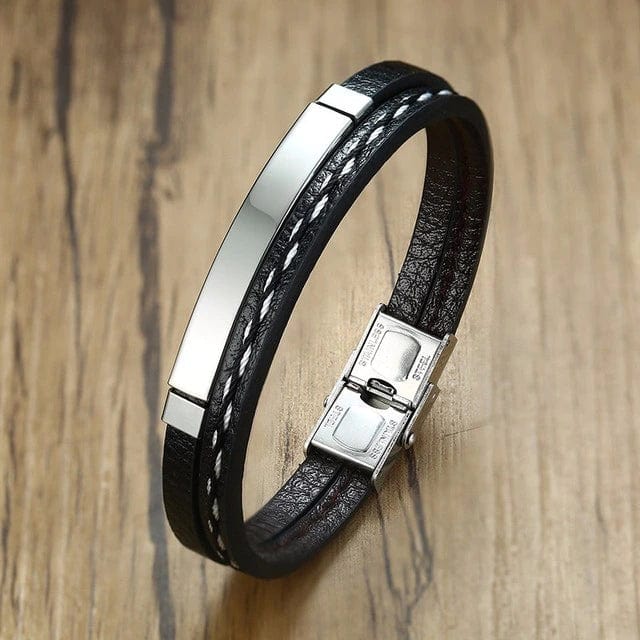 Gourmette homme bracelet cuir